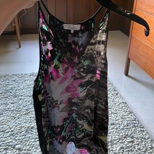Parker split back sleeveless silk tank.